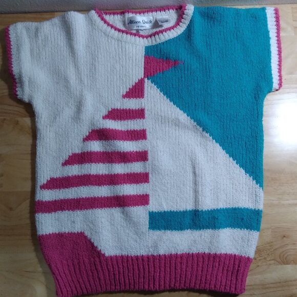 Allison Smith Sweaters - VTG Allison Smith Color Block Sailboat Sweater